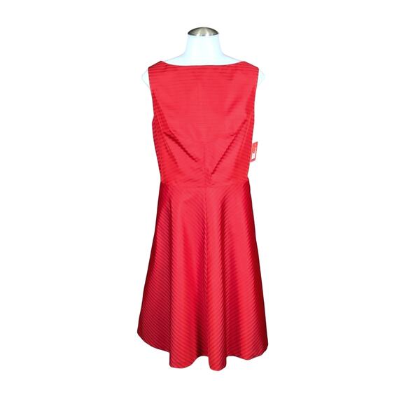 Isaac Mizrahi Cocktail Dress Size 10 Red Tafeta Tonal Stripe Preppy Retro 50s - Picture 1 of 14